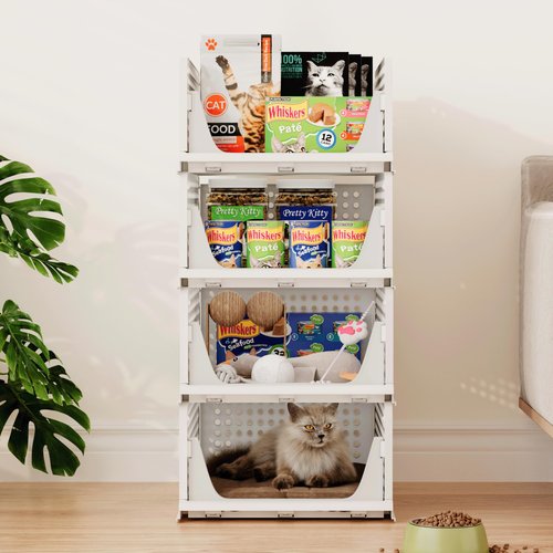 Pinkpum 5 Pack Stackable Plastic Storage Closet Organizers and Storage Bins Drawer Shelf Storage Container for Wardrobe Cupboard Kitchen Bathroom Office White