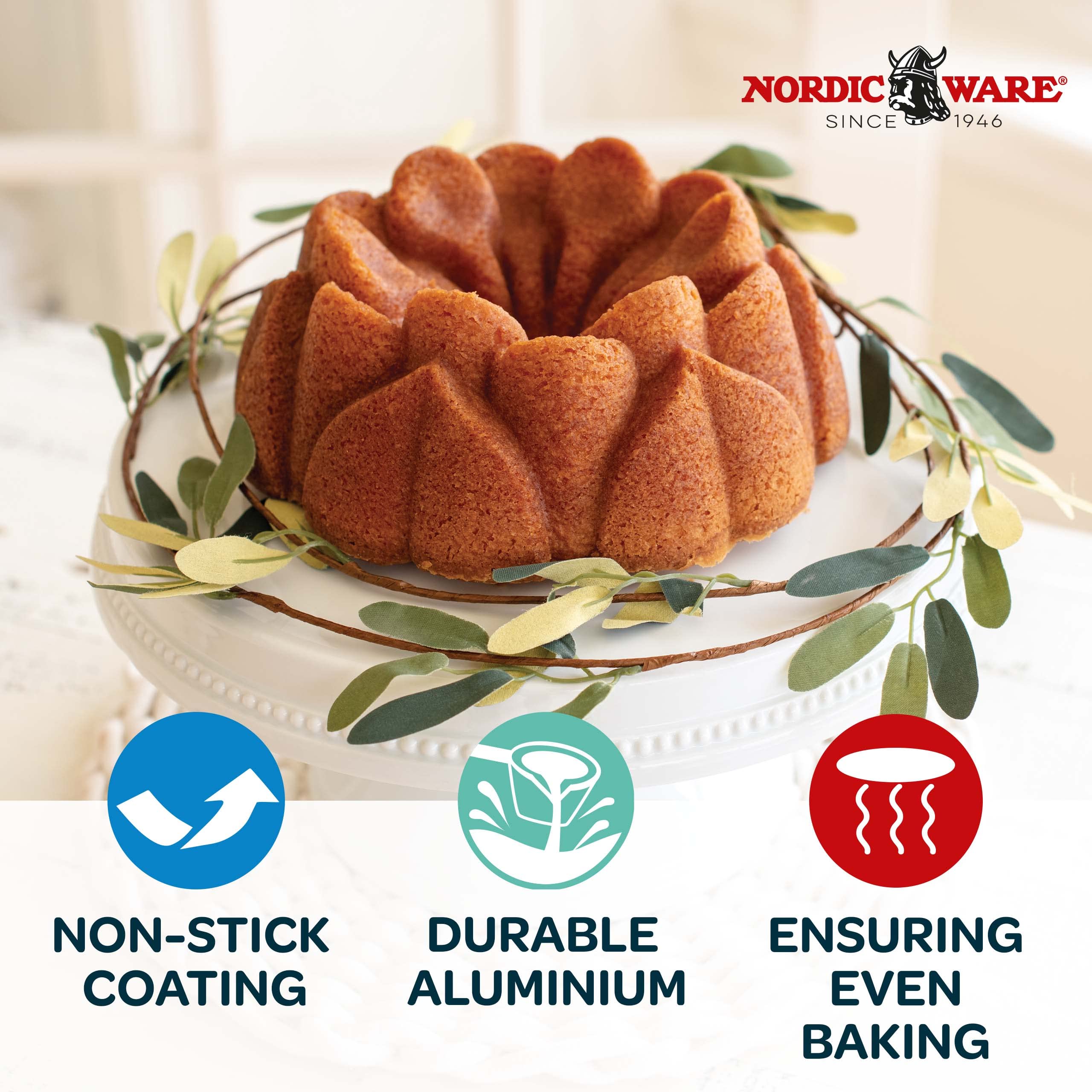 Nordic Ware Magnolia Bundt, 10 Cup, Toffee
