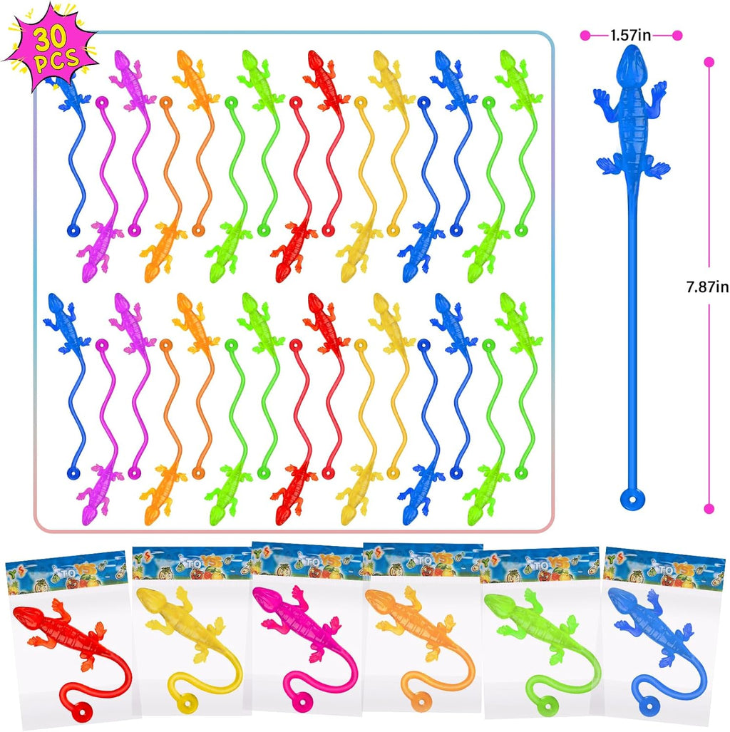 Skiennix 30 PCS Sticky Gecko Toys - Stretchable Lizard-Shaped Party Favors & Classroom Prizes