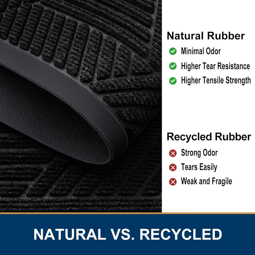 Smiry Heavy-Duty Rubber Doormat - Irregular Triangle Design | Traps Dirt & Moisture, Easy to Clean (29.5x17, Black)