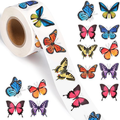 Feifeiya Butterfly Stickers - 500 Pcs Colorful Self-Adhesive Decals for Gifts & Scrapbooking | 1.5 Inch