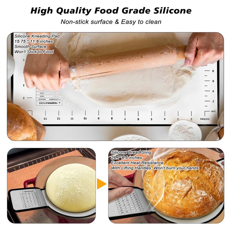 Large Sourdough Bread Baking Supplies, 10 Inch Round &12 Oval Banneton Bread Proofing Basket, Sourdough Starter Kit for Making Baking Fermentation