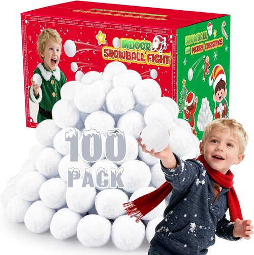 LQYoyz Snowball Fight Set - 100 Pack 2-Inch Large Fake Snowballs for Kids | Perfect for Winter Games & Xmas Decor