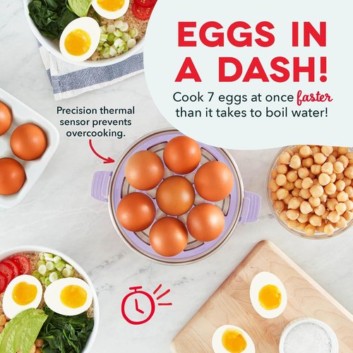Dash Rapid Egg Cooker - Versatile Boiler, Poacher & Steamer - Holds 7 Eggs, Lavender - BPA Free & Dishwasher Safe