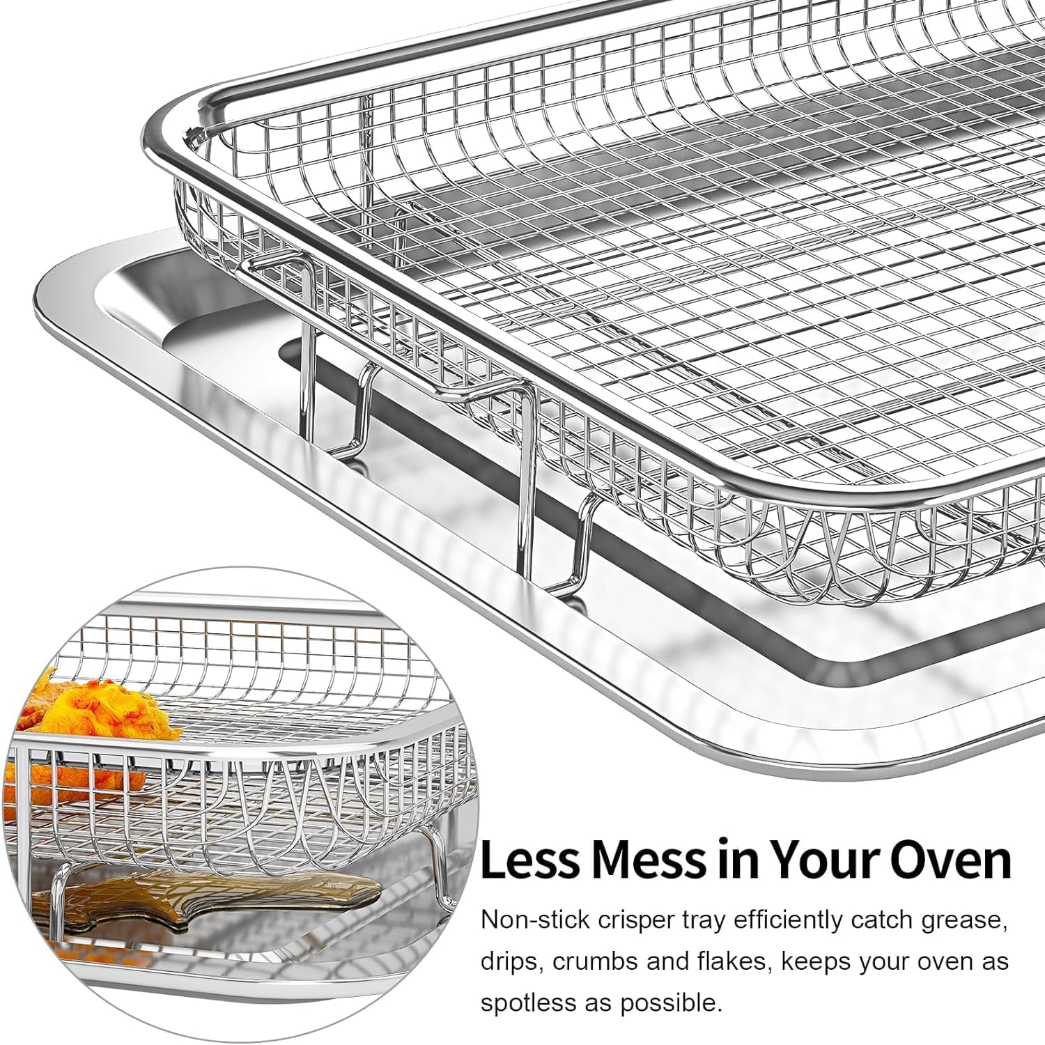OPENICE Large Air Fryer Basket - 15.3" x 11.0" Stainless Steel Tray with 30 Parchment Papers for Baking & Grilling