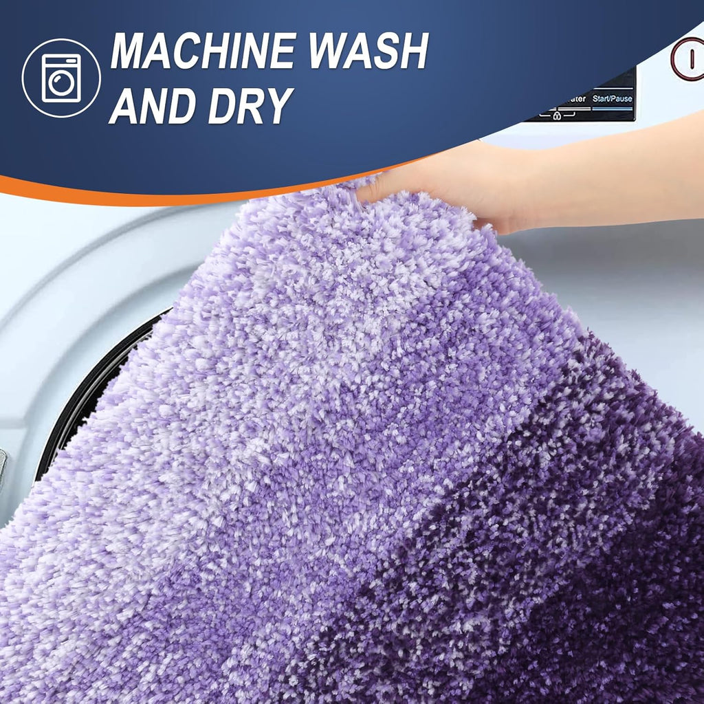 OLANLY Bathroom Runner Rug - Extra Soft Microfiber Mat 47x24 | Quick Dry, Washable, Rubber Backing, Violet