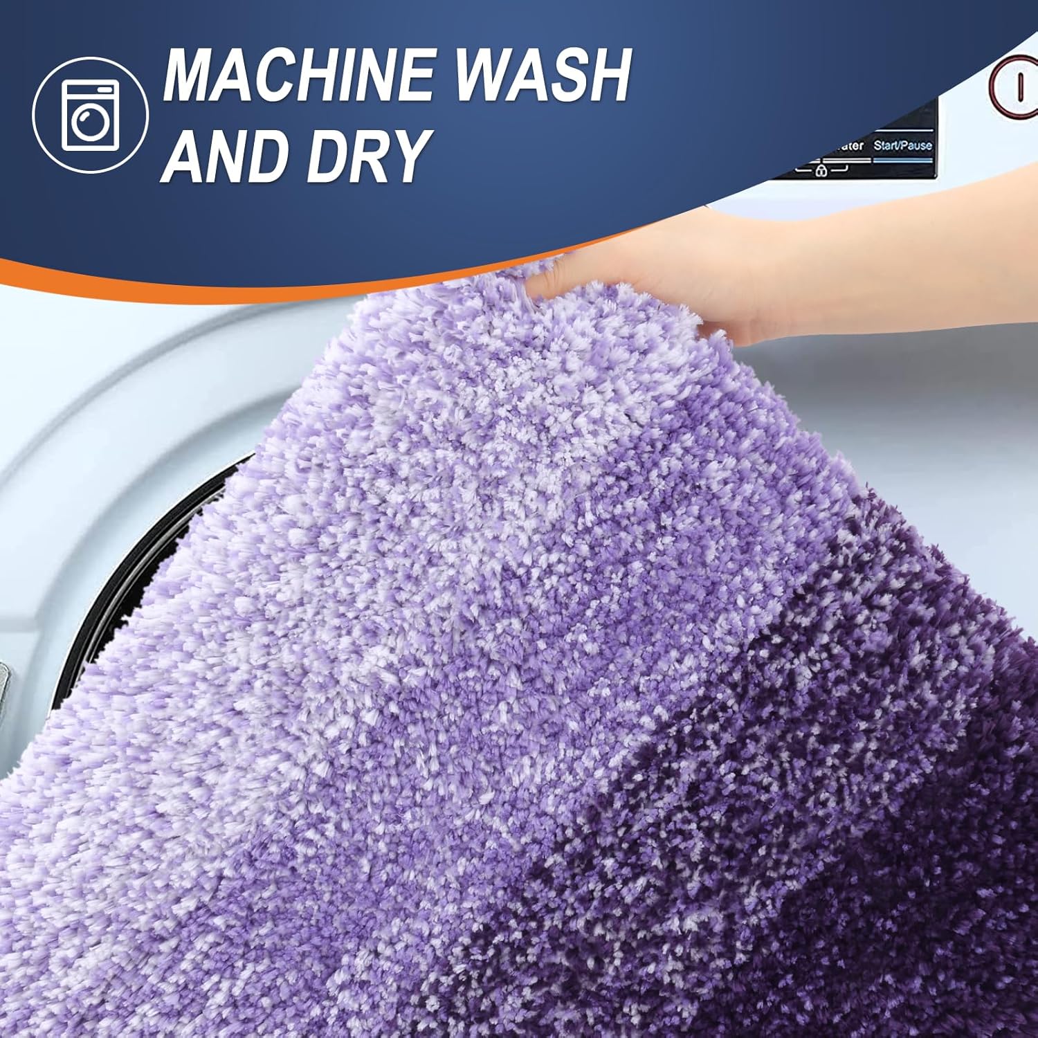 OLANLY Bathroom Runner Rug - Extra Soft Microfiber Mat 47x24 | Quick Dry, Washable, Rubber Backing, Violet