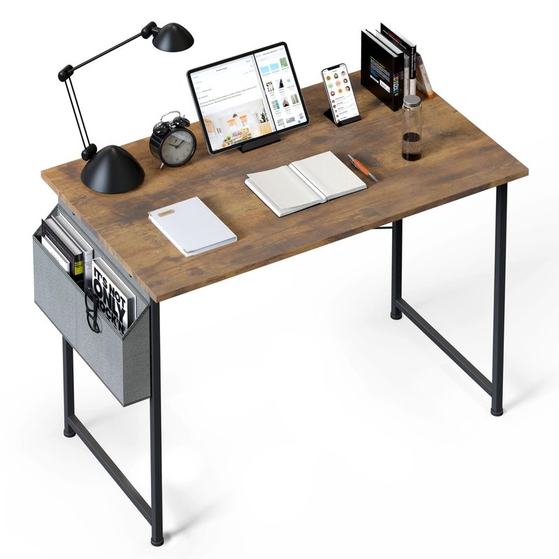 Small Space Writing Desk with Headphone Hooks, Modern Simple Design, Suitable for Study, Home Office and Living Room