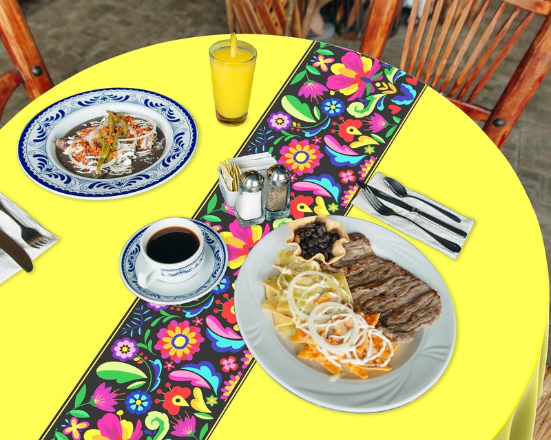 Oudain 6 Pcs Mexican Round Tablecloth 84 Inch Fiesta Plastic Table Cover Mexican Waterproof Disposable Table Cloth Decorative Day of the Dead Tablecloth(Multicolor)
