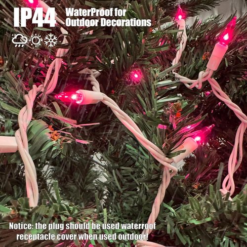 HISHINY Christmas Lights - 100 Count Pink String Lights for Indoor/Outdoor Decor | UL Certified, 21 Feet