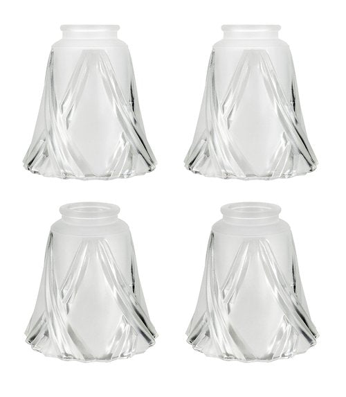 Aspen Creative 23124-4 Transitional Frosted & Clear Ceiling Fan Shade, 2-1/8" Fitter, 5" Diameter x 5-1/4" Height, 4 Pack Replacement Glass