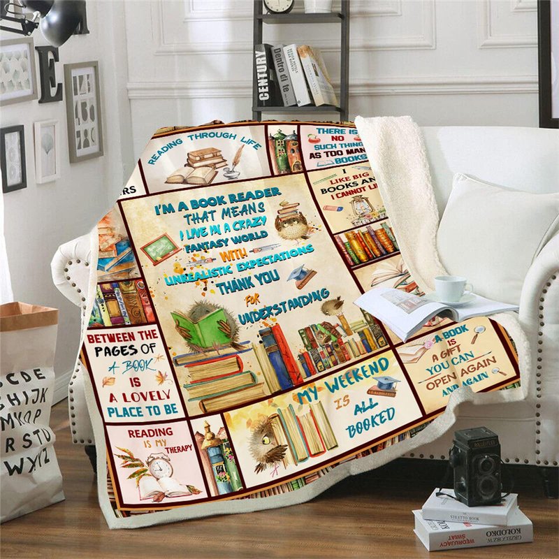 Book Lovers Gifts Blanket, Book Accessories for Reading Lovers, Book Reading Librarian Gifts Throw Blanket, Book Club Bookworm Gifts for Reading Lover Bookish, Literary Gifts Ideas Blanket 60"x50"