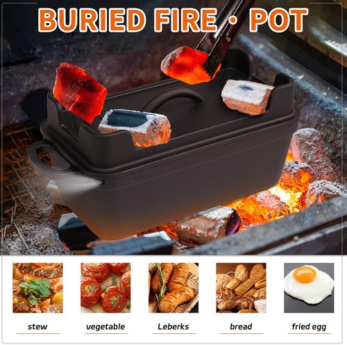 Cast Iron Combo Cooker by [Brand Name] - 2.5QT Pre-Seasoned Dutch Oven & Grill Pan with Lid | Versatile 2-in-1 Skillet for Baking & Searing