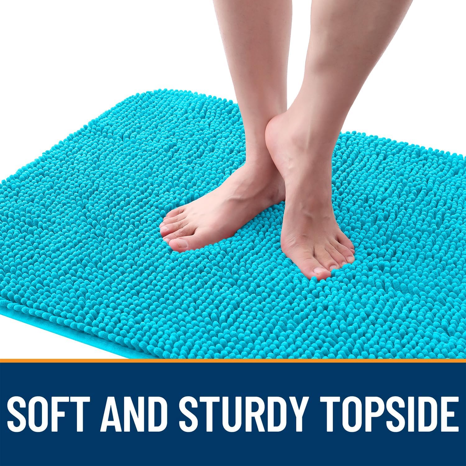 OLANLY Dog Door Mat - Absorbent Non-Slip Washable Doormat for Muddy Paws | Aqua Blue 35x24 Inches
