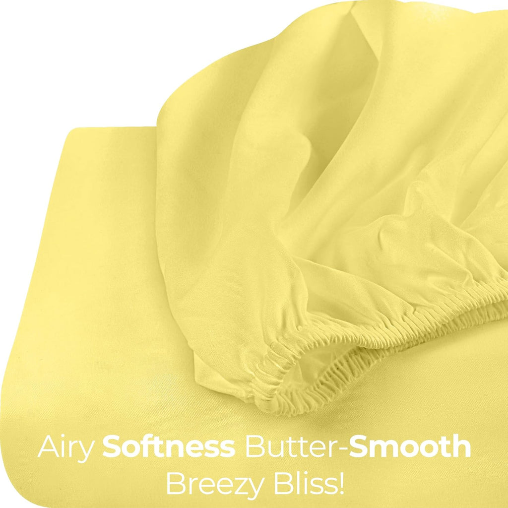 Utopia Bedding Queen Fitted Sheet - Soft Microfiber - Deep Pocket - Fade Resistant | Easy Care (Yellow)