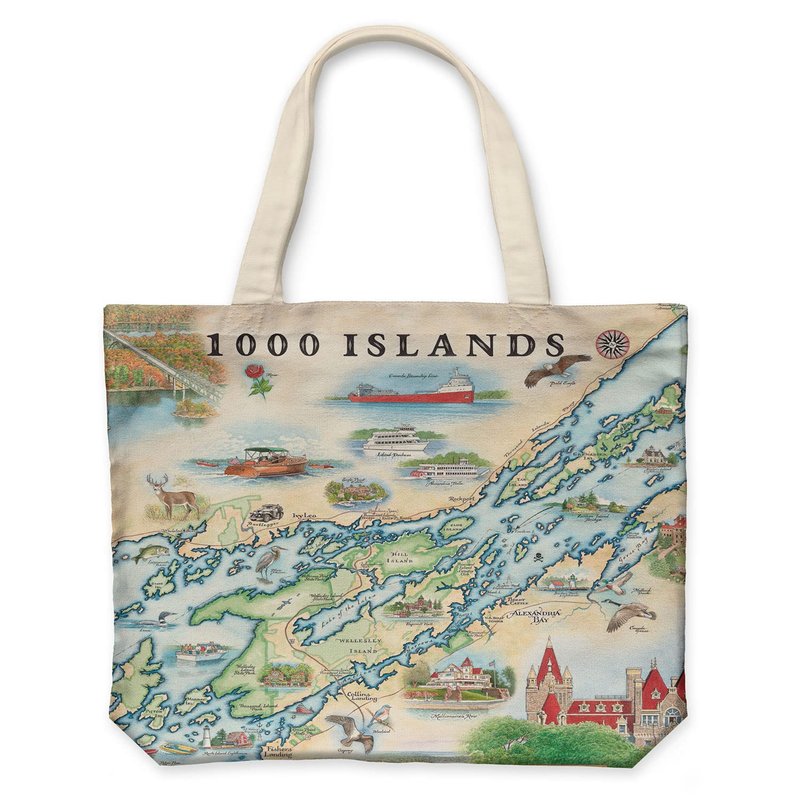 Xplorer Maps Oregon Map Canvas Tote Bag with Handles, Cloth Grocery Shopping Bag, Reusable & Eco-friendly Bag, 100% Cotton, Washable, 18 wide x 15 tall