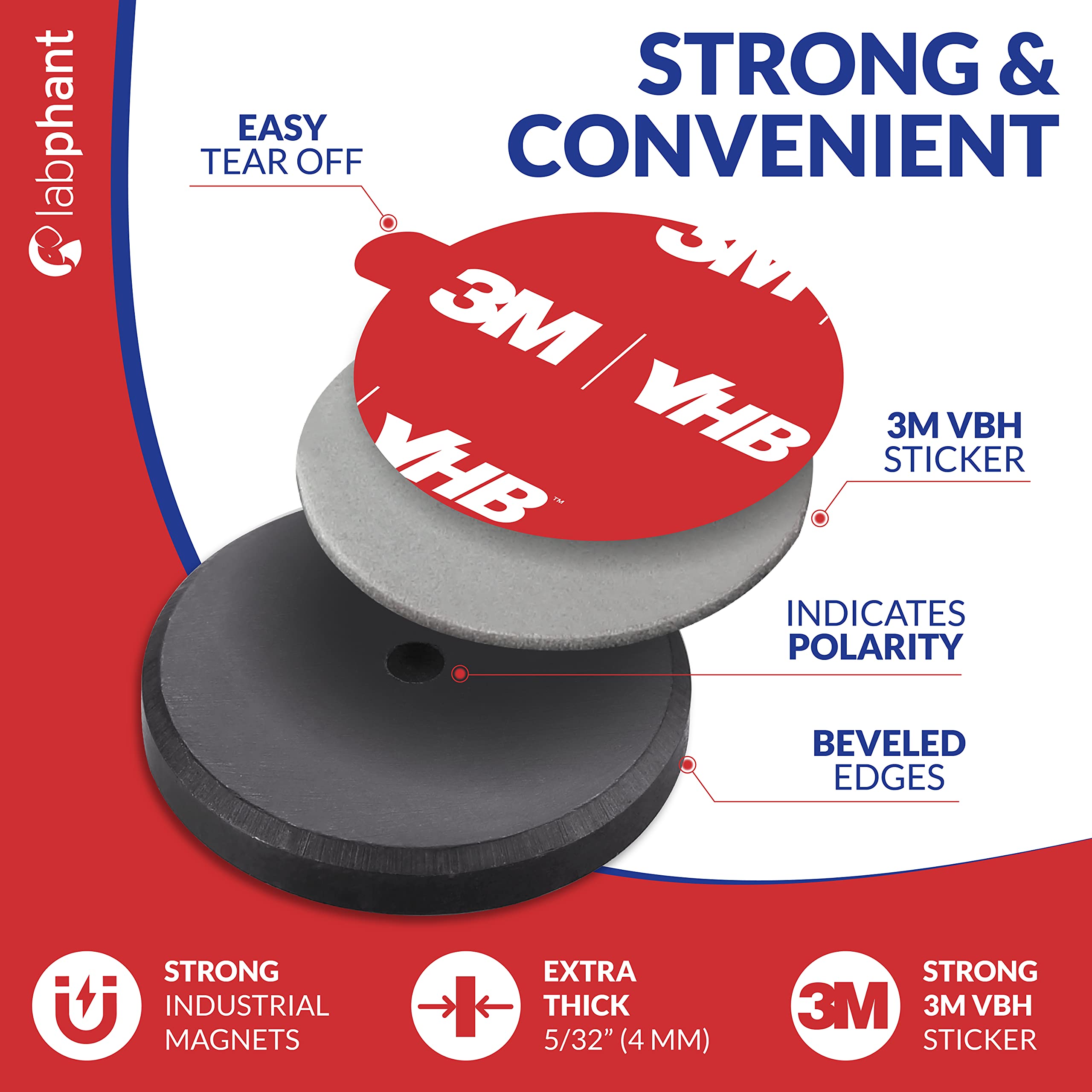 Ceramic Magnets with Adhesive Backing, 60 Pieces Disk Magnets Ø 1 inch x 5/32 inch Thickness Ø 25 x 4 mm with 3M VHB Adhesive Peel & Stick for DIY, Art Projects or whiteboards & Fridge Organization