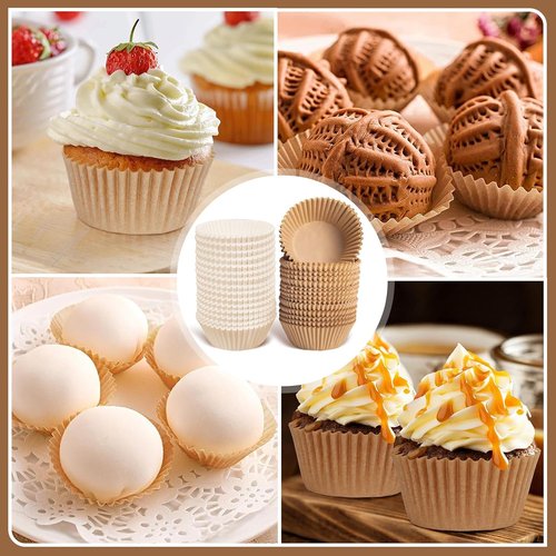 Bake Choice White Cupcake Liners - 500 Pcs Food Grade Non-Stick Greaseproof Baking Wrappers