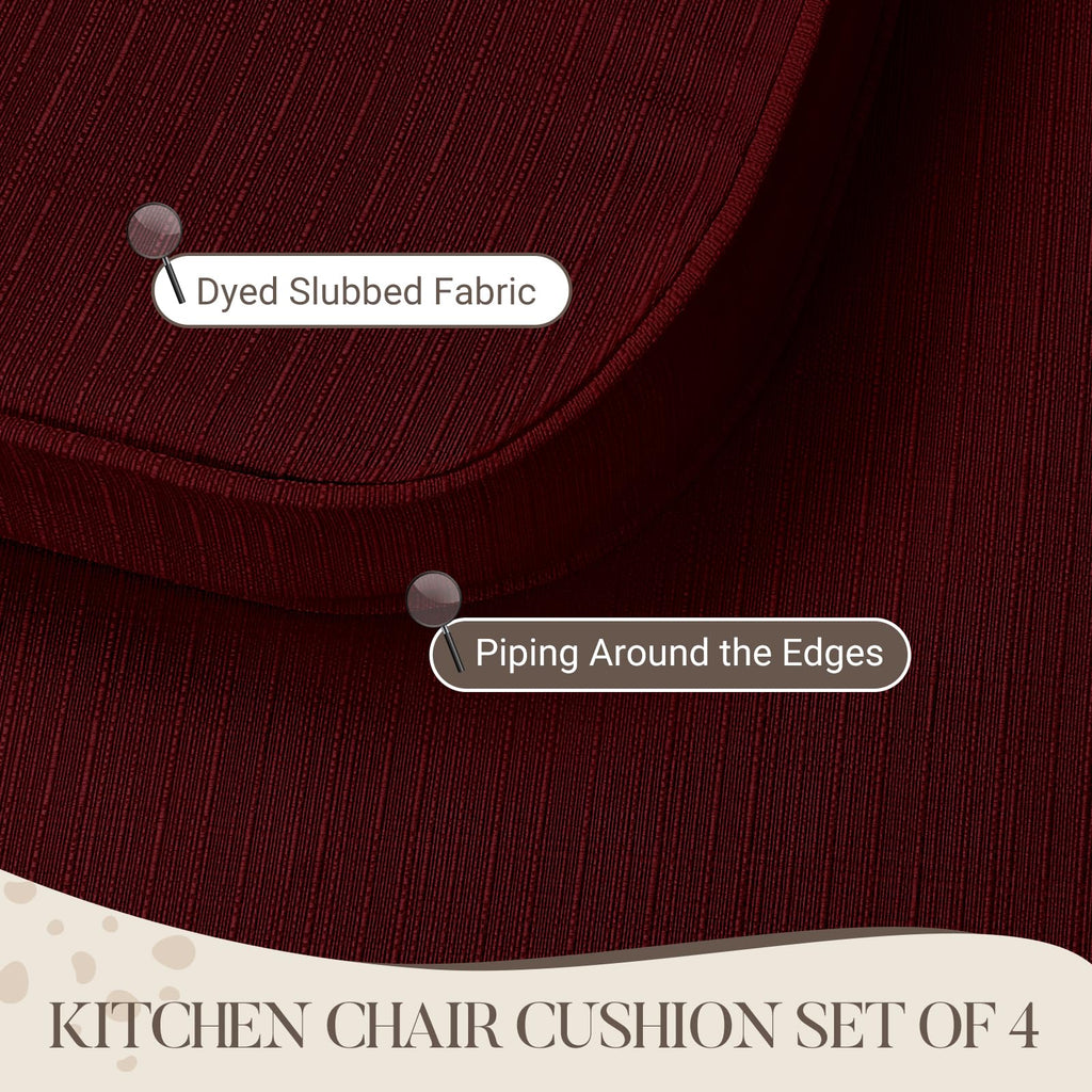 Basic Beyond Chair Cushions for Dining Chairs 4 Pack, D-Shaped Kitchen Chair Cushions with Ties Set of 4, 2.5" Thick Seat Cushions for Dining Room/Kitchen Chairs, 17" x 16", Burgundy