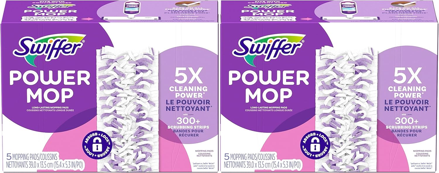 Swiffer PowerMop Refills - Multi-Surface Mopping Pads for Effective Floor Cleaning | 10 Count
