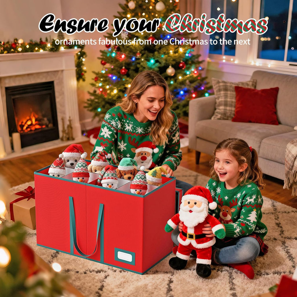 Regine Switzerland Christmas Figurine Storage Box - Nutcracker Organizer with Visible Lid for 15-Inch Collectibles | Red
