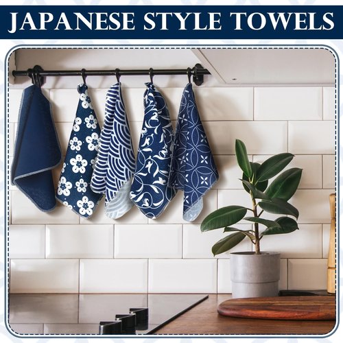 Noveread 36 Pack Japanese Reusable Cleaning Cloths Washable Cotton Kitchen Towels for Home (Blue)