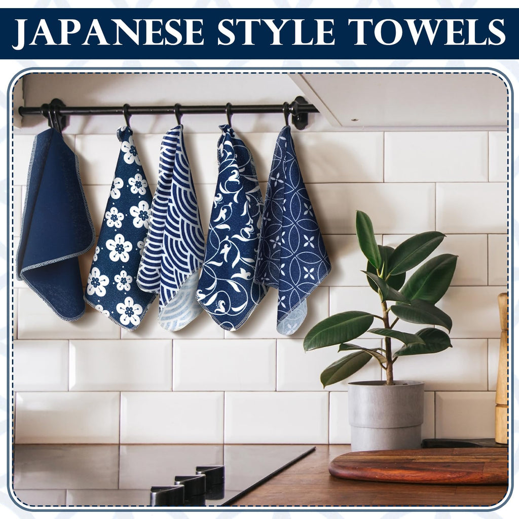 Noveread 36 Pack Japanese Reusable Cleaning Cloths Washable Cotton Kitchen Towels for Home (Blue)