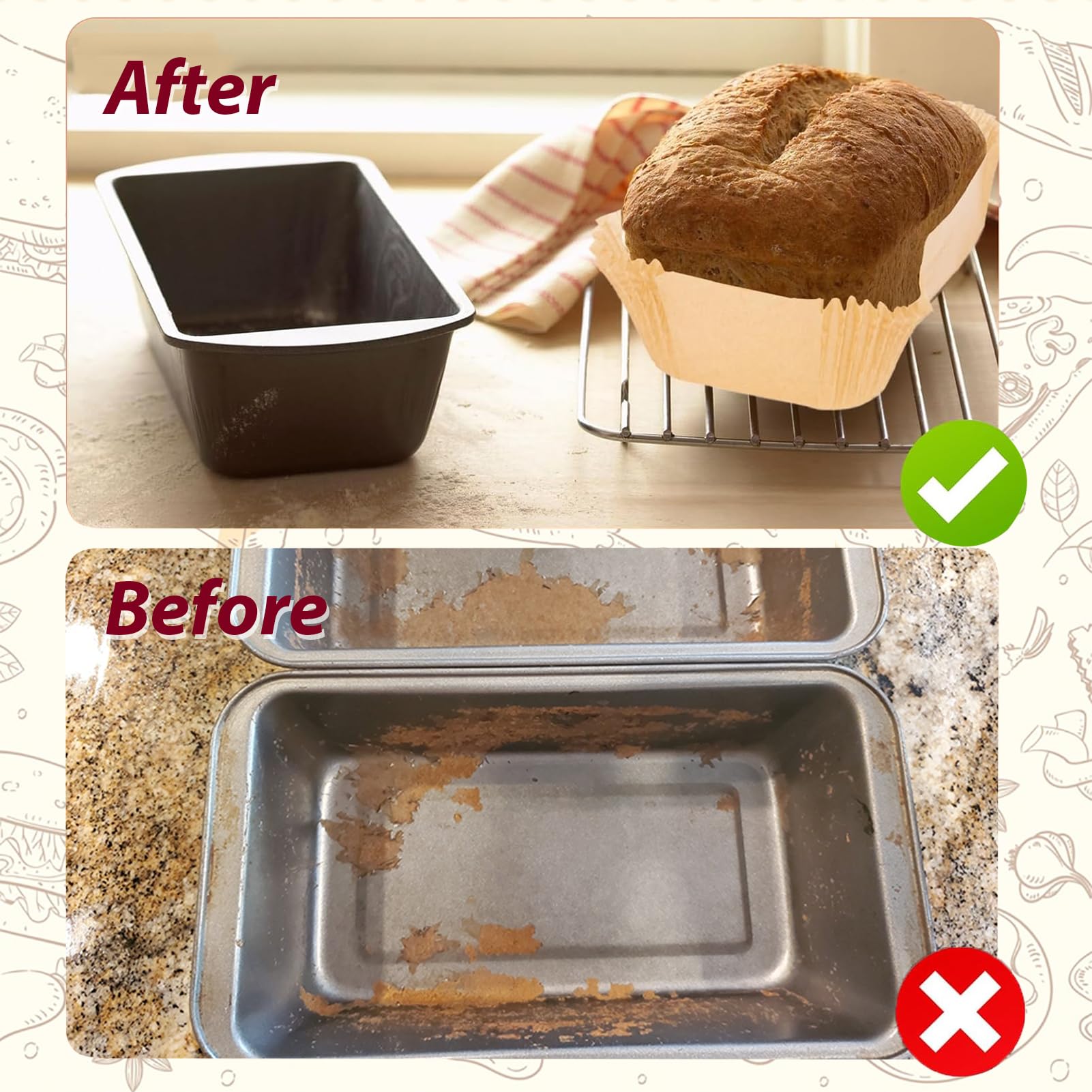 ZOWVAAM Loaf Pan Liners, 2lb Loaf Pan Parchment Liners for Baking Bread 9x5, 125 Pcs Non-Stick Disposable Bread Pan Liners, Loaf Bread Liners for Baking