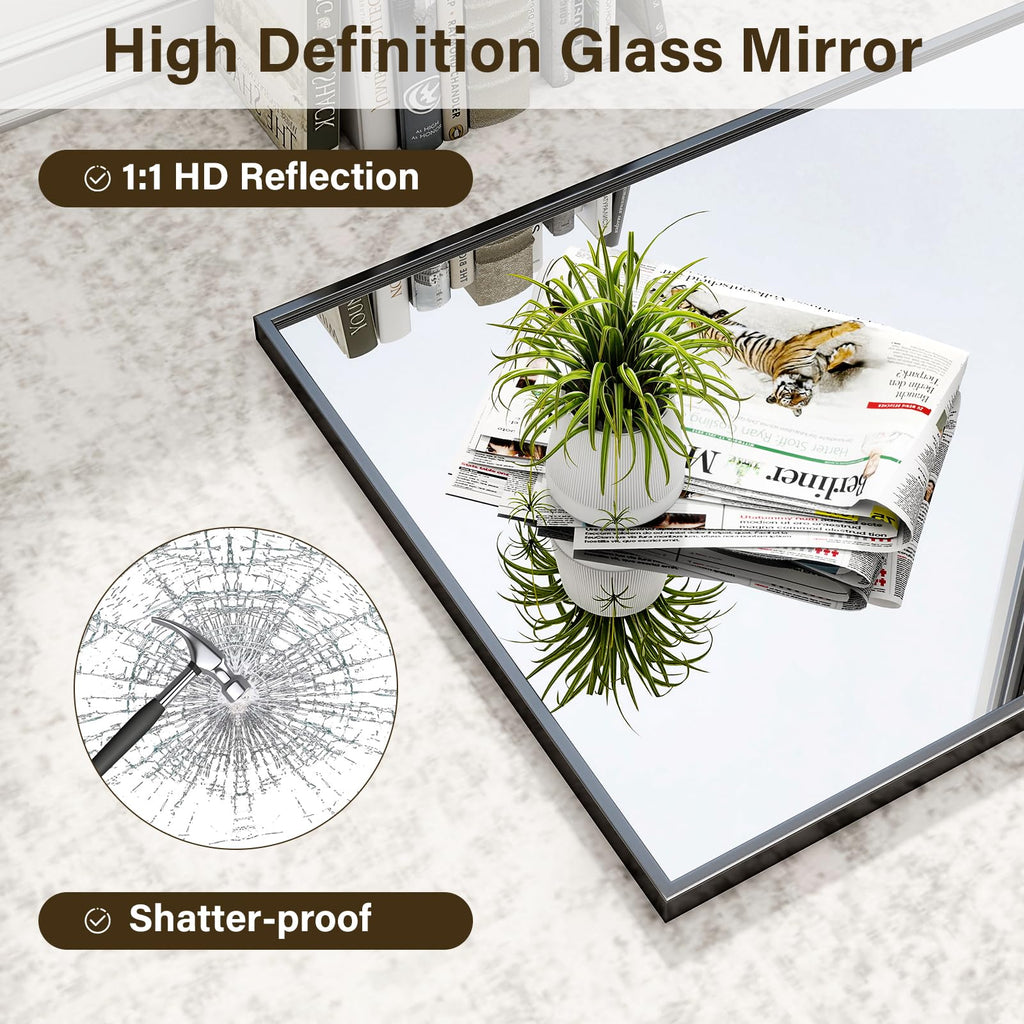 HARRITPURE 48"x30" Bathroom Mirror for Wall, Large Black Framed Rectangle Mirror Aluminum Alloy Frame Wall-Mounted Horizontally/Vertically for Entryway/Bedroom/Vanity