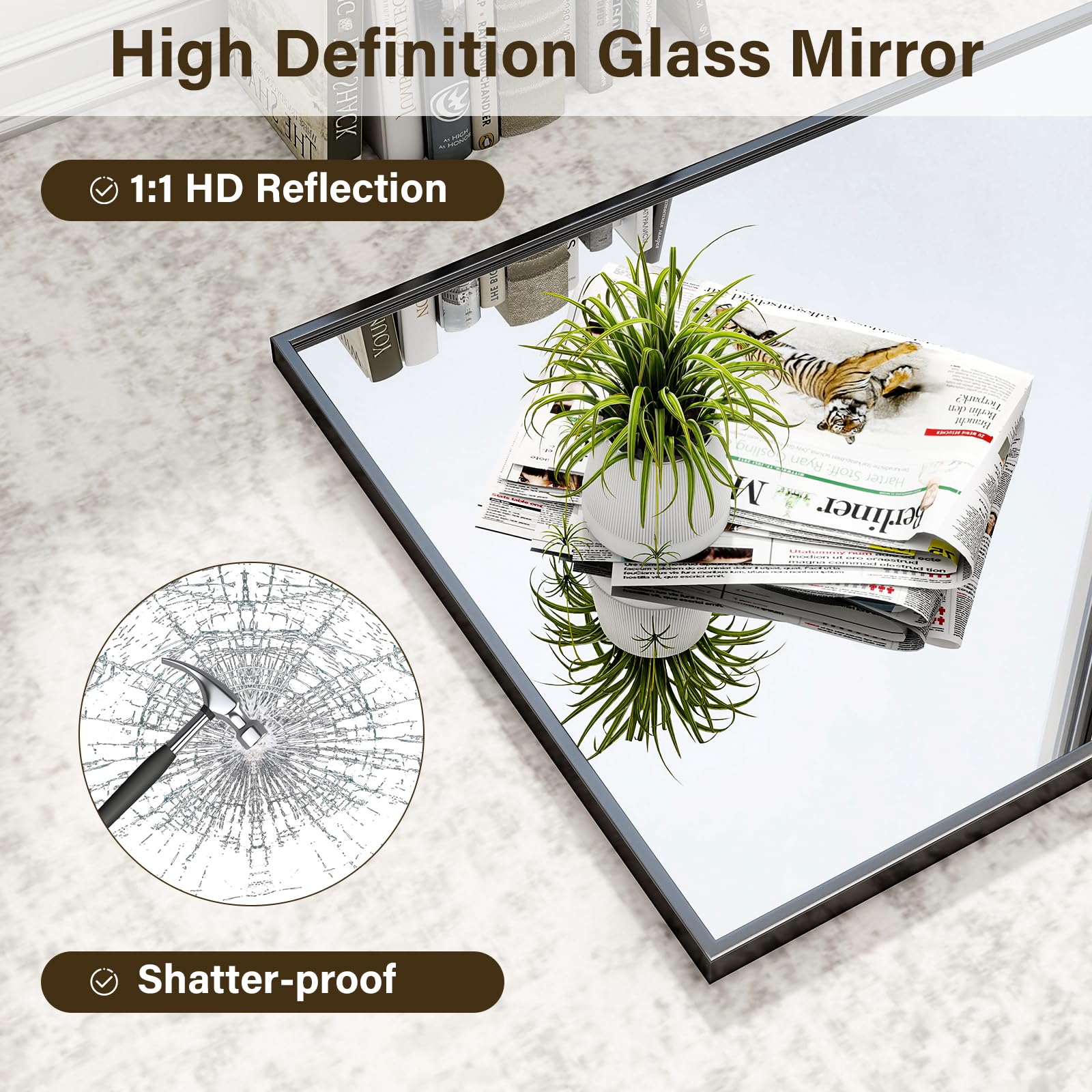 HARRITPURE 48"x30" Bathroom Mirror for Wall, Large Black Framed Rectangle Mirror Aluminum Alloy Frame Wall-Mounted Horizontally/Vertically for Entryway/Bedroom/Vanity