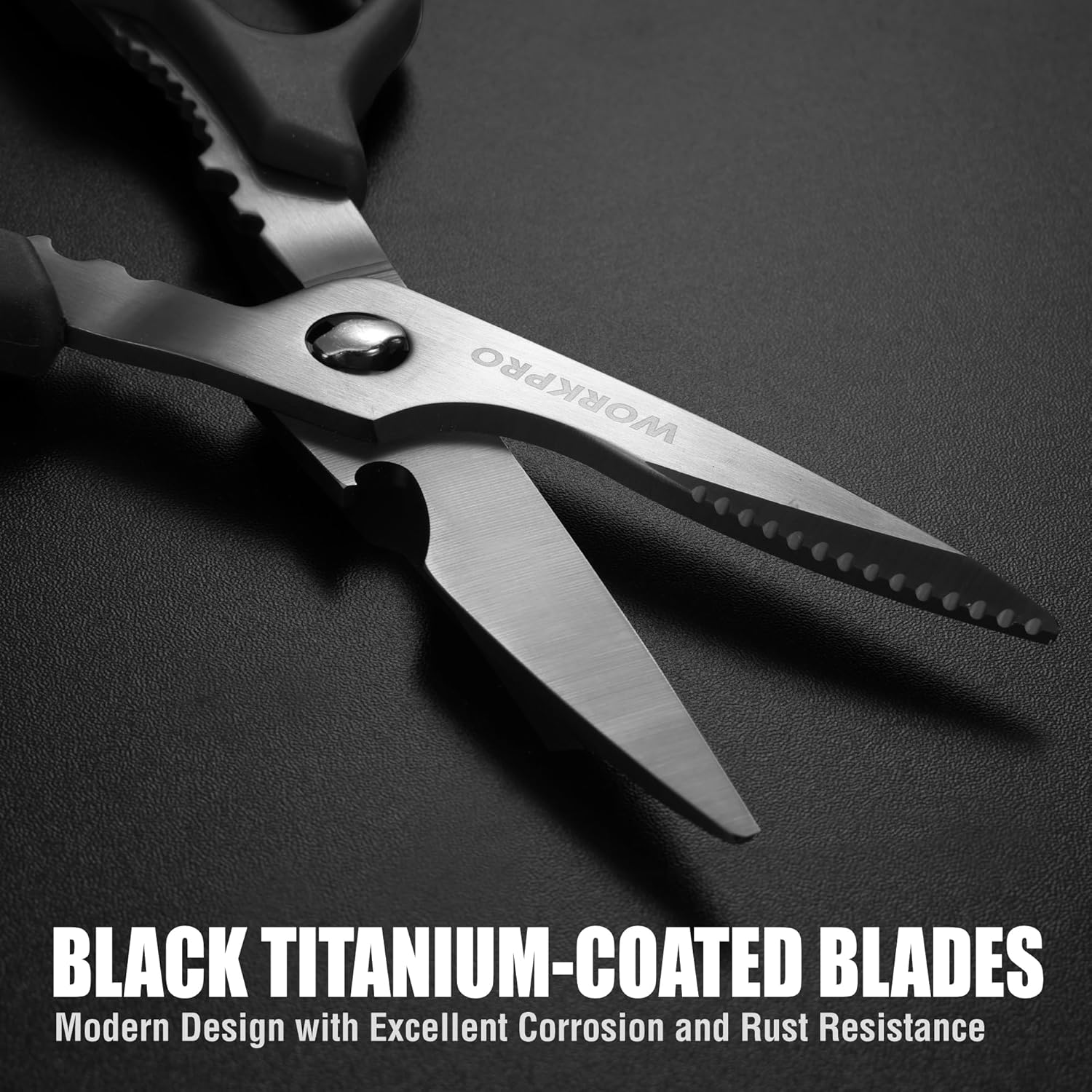 WORKPRO Kitchen Scissors - Heavy Duty Shears with Detachable Titanium Blades | Easy Clean, Versatile for Meat, Fish, Nuts, Vegetables
