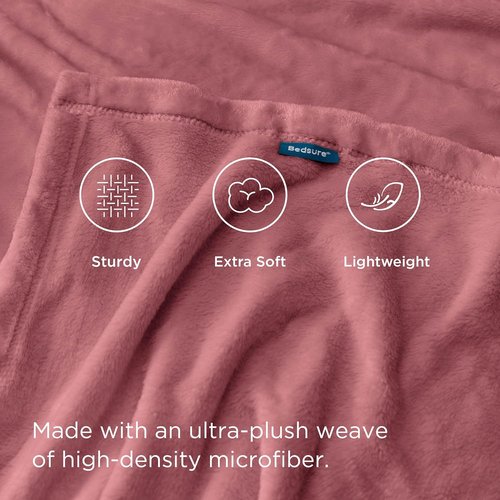 Bedsure GentleSoft Fleece Throw Blanket - Lightweight Plush Cozy Blanket in Dusty Rose, 50x60 Inches