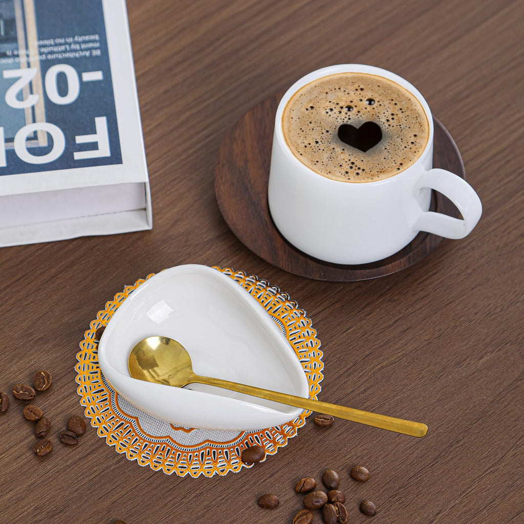 weigeqi Ceramic Spoon Rest Mini Coffee Spoon Holder & Spoon Set, Small Ceramic Spoon Rest, Coffee Stirrer, Teaspoon, Bar Spoon - Coffee Bar Accessories (white)