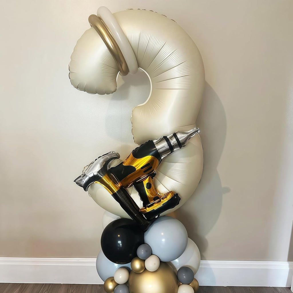 Skiennix 40-Inch Cream White Number 1 Balloon - Helium Mylar Birthday Party Decoration