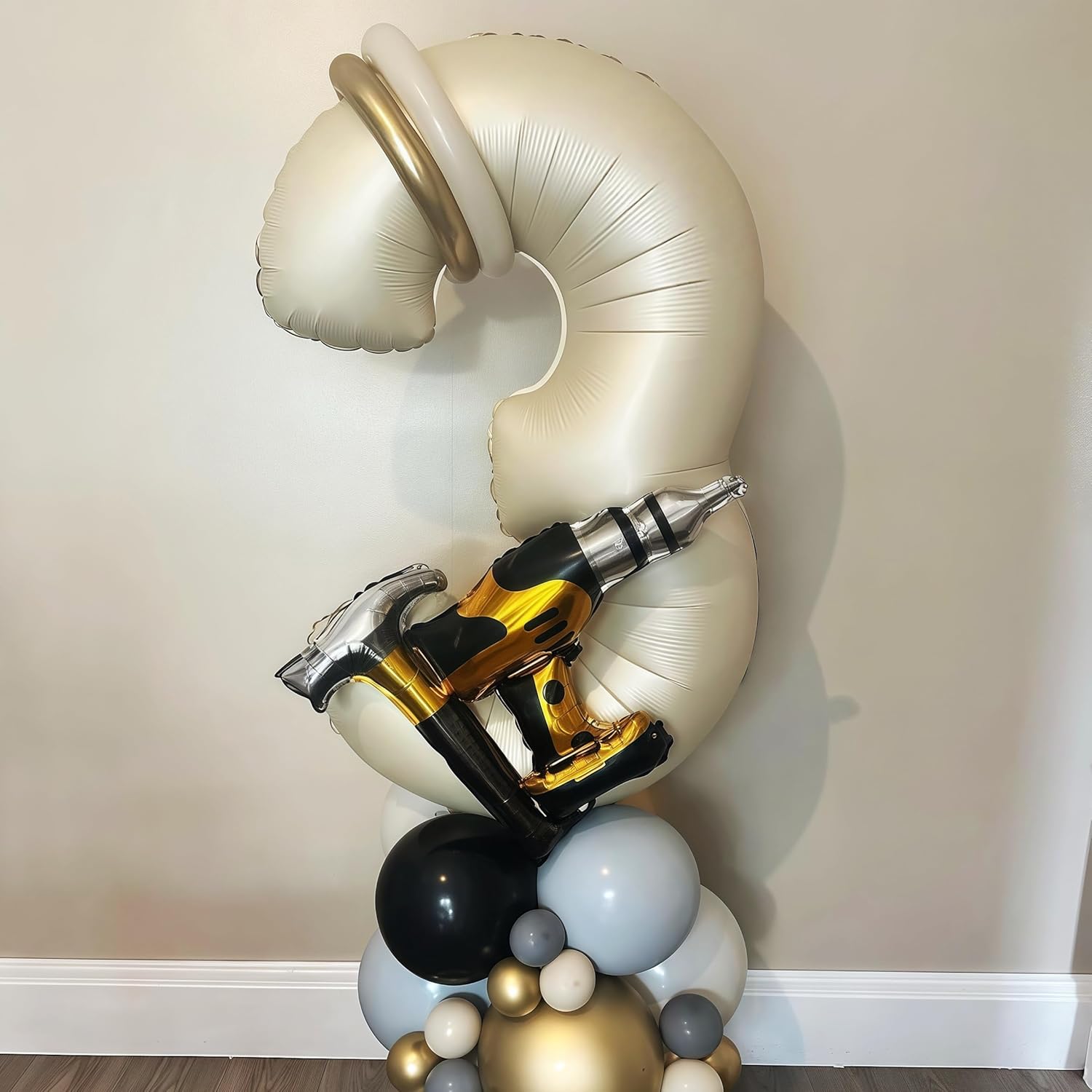 Skiennix 40-Inch Cream White Number 1 Balloon - Helium Mylar Birthday Party Decoration
