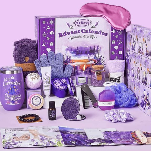 Advent Calendar 2026 - 24 Days of Lavender Spa Gifts for Women | Perfect for Mom, Wife, or Sister