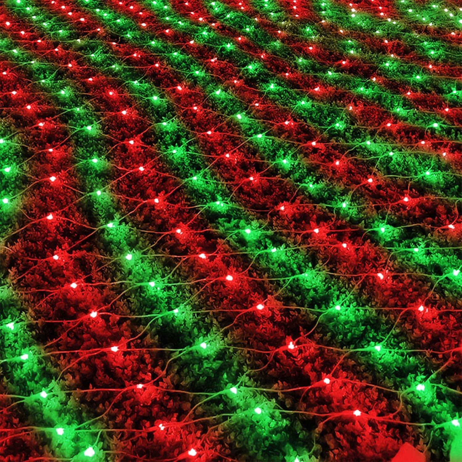 WATERGLIDE Outdoor Christmas Net Lights - 12FT x 5FT 360 LED Waterproof Mesh String Lights | 8 Lighting Modes, Red & Green