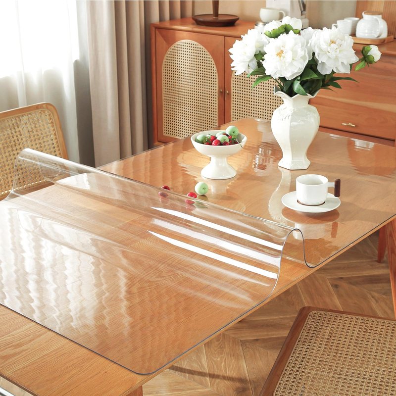 Clear Table Protector 35.4 x 59 Inch, 1.5mm Thick Plastic Table Cover, Waterproof PVC Clear Table Cover Protector, Desk Protector Mat, Writing Desk Pad for Desktop, Coffee & Dining Room Table