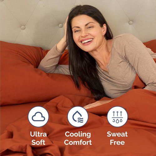 Comfy Twin Size 3-Piece Sheet Set by [Brand Name] - Breathable Cooling Bed Sheets | Luxury Hotel Quality - Deep Pockets, Soft, Wrinkle-Free - Oeko-Tex Certified - Terracotta