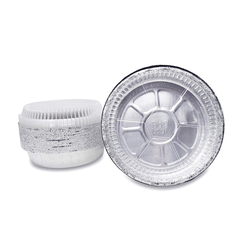 (60 Pack) Premium 7-Inch Round Foil Pans with Plastic Dome Lids l Heavy Duty l Disposable Aluminum Tin for Roasting, Baking, or Cooking