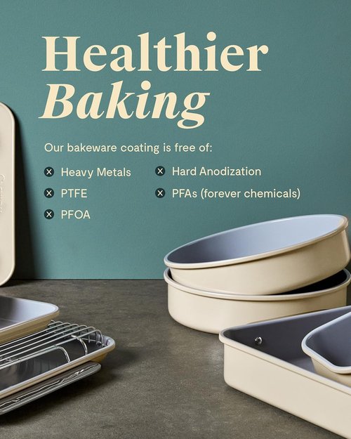 Caraway Non-Stick Ceramic Loaf Pan Duo - Naturally Slick, Non-Toxic Coating - Perfect for Breads & Cakes - Slate Color