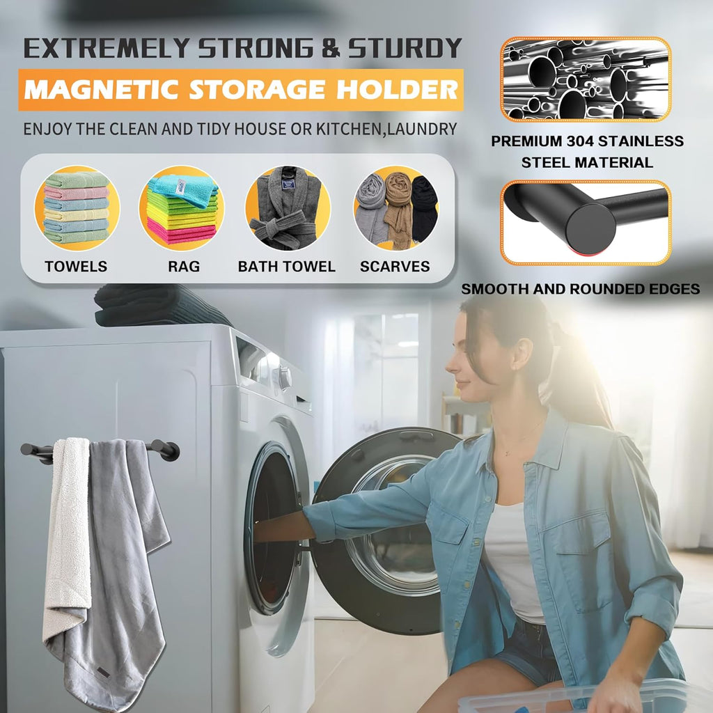 ULIBERMAGNET Magnetic Towel Holder - Adjustable Non-Slip Bar for Whiteboards & Refrigerators | 2 Pack