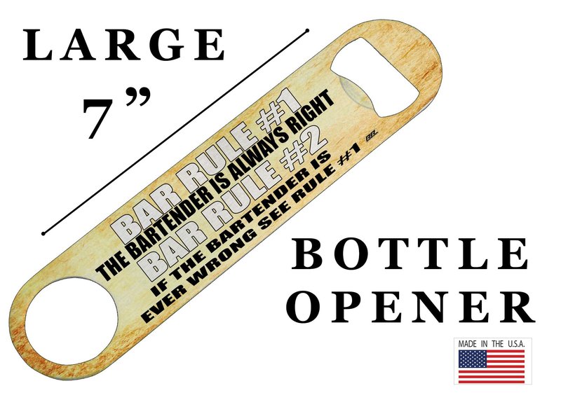 Rogue River Tactical Funny Bartender Rules Bottle Opener Heavy Duty Gift For Men Friend Bar Beer Drinking Joke