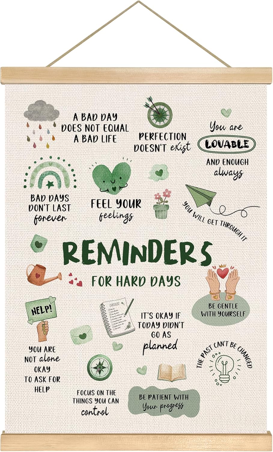 Reminders for Hard Days Inspirational Wall Art - Motivational Canvas Poster for Home & Office | 14x18.5 Inch