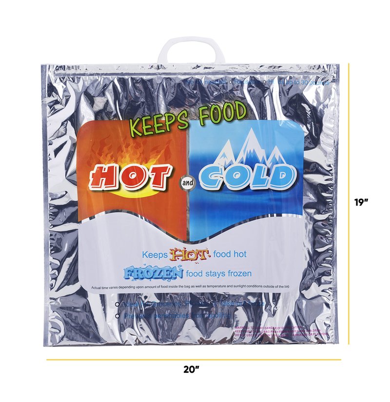 Superio Hot and Cold Insulated Bags for Food Delivery, Grocery Shopping Bags, Food Storage for Hot and Frozen Food for Travel, Disposable Cooler Bag, Reinforced Thermal Lunch Bag (4, 19"x5.5"x15.5")