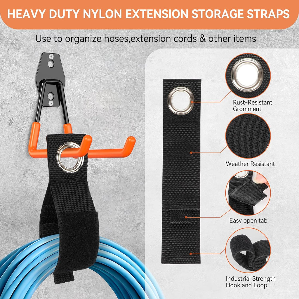 Skiennix Heavy Duty Garage Hooks - 14 Pack Utility Steel Wall Mount Tool Organizer for Bikes, Ladders & Garden Tools