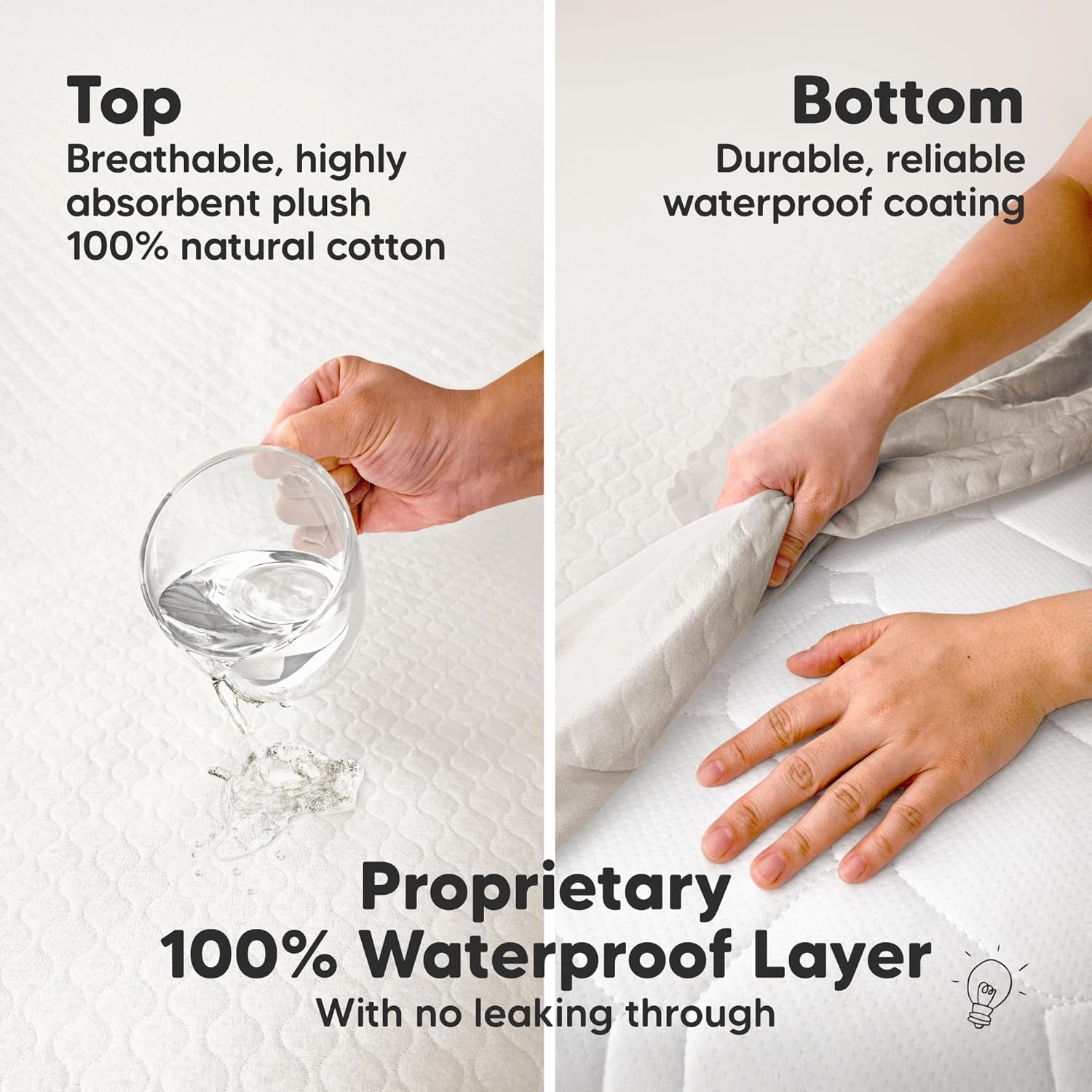 Skiennix 2-Pack Waterproof Crib Mattress Protector - Soft Quilted Cotton, Machine Washable, 52" x 28" (Khaki/Mavy)