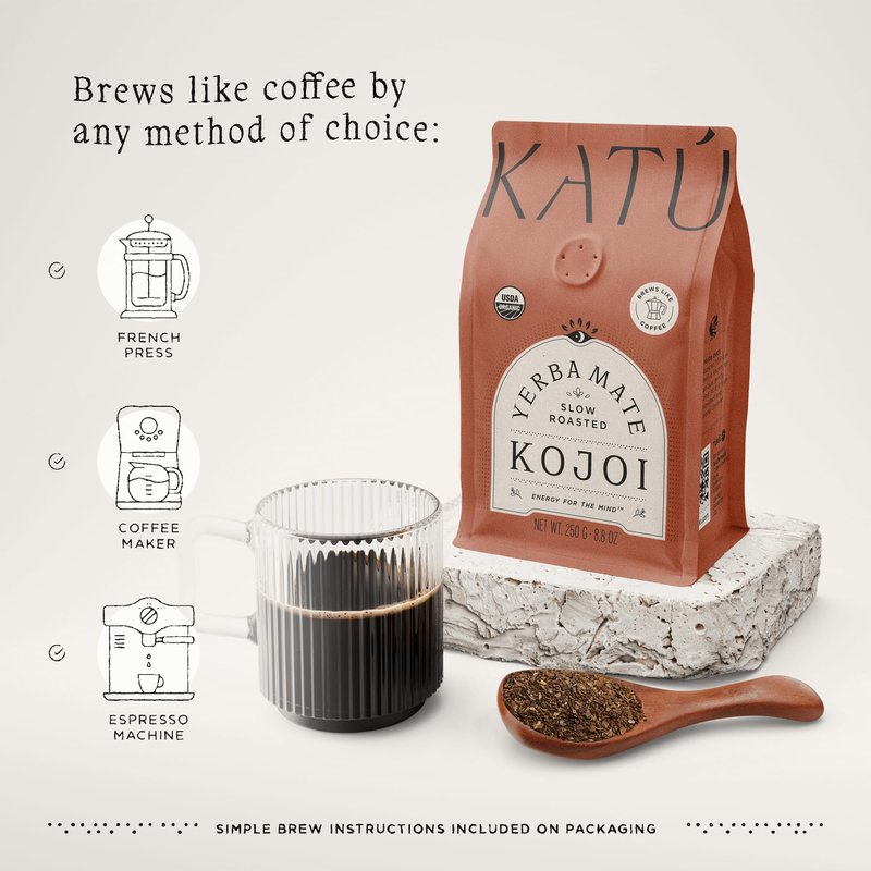 Katú Kojoi Premium Organic Yerba Mate Tea, Slow Roasted, Unsmoked, Air Dried, Loose-Leaf, Aged, Natural Energy, 8.8 oz (250g)