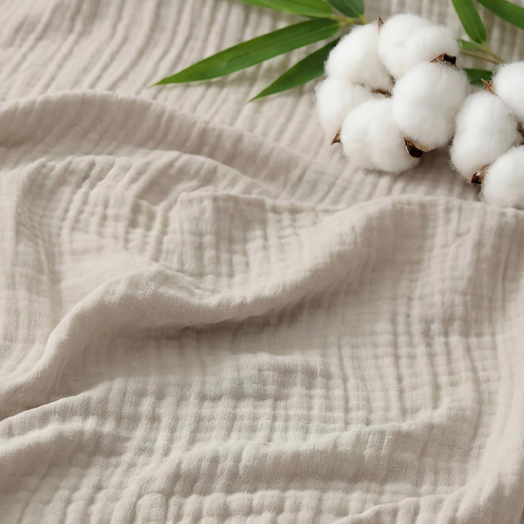 Bedsure Cooling Muslin Blanket - King Size Summer Gauze Blanket for Hot Sleepers | Linen Beige, 104x90 Inches