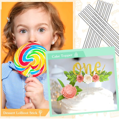Zopeal 200 Pcs Acrylic Lollipop Sticks Cake Topper Pops Candy Treat Sticks for Wedding Candy Chocolate Cookie Dessert Handmade DIY Crafts Party Decorations Gardening(8 x 0.12 Inches,Clear)